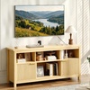 image:imageVINGLI 58 Fluted TV Stand for TVs up to 70 Modern TV Stand with Storage amp Adjustable Shelves Elegant Media Console Entertainment Center for Living Room amp Bedroom WalnutOak