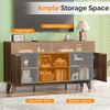 image:imageVINGLI 58 Fluted TV Stand for TVs up to 70 Modern TV Stand with Storage amp Adjustable Shelves Elegant Media Console Entertainment Center for Living Room amp Bedroom WalnutWalnut Wood