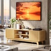image:imageVINGLI 58 Fluted TV Stand for TVs up to 70 Modern TV Stand with Storage amp Adjustable Shelves Elegant Media Console Entertainment Center for Living Room amp Bedroom WalnutOak