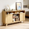 image:imageVINGLI 58 Fluted TV Stand for TVs up to 70 Modern TV Stand with Storage amp Adjustable Shelves Elegant Media Console Entertainment Center for Living Room amp Bedroom WalnutOak