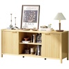 image:imageVINGLI 58 Fluted TV Stand for TVs up to 70 Modern TV Stand with Storage amp Adjustable Shelves Elegant Media Console Entertainment Center for Living Room amp Bedroom WalnutOak