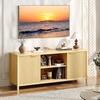 image:imageVINGLI 58 Fluted TV Stand for TVs up to 70 Modern TV Stand with Storage amp Adjustable Shelves Elegant Media Console Entertainment Center for Living Room amp Bedroom WalnutOak