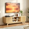 image:imageVINGLI 58 Fluted TV Stand for TVs up to 70 Modern TV Stand with Storage amp Adjustable Shelves Elegant Media Console Entertainment Center for Living Room amp Bedroom WalnutOak