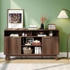 image:imageVINGLI 58 Fluted TV Stand for TVs up to 70 Modern TV Stand with Storage amp Adjustable Shelves Elegant Media Console Entertainment Center for Living Room amp Bedroom WalnutWalnut Wood
