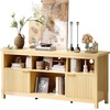 image:imageVINGLI 58 Fluted TV Stand for TVs up to 70 Modern TV Stand with Storage amp Adjustable Shelves Elegant Media Console Entertainment Center for Living Room amp Bedroom WalnutOak