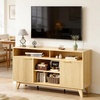 image:imageVINGLI 58 Fluted TV Stand for TVs up to 70 Modern TV Stand with Storage amp Adjustable Shelves Elegant Media Console Entertainment Center for Living Room amp Bedroom WalnutOak
