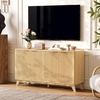 image:imageVINGLI 58 Fluted TV Stand for TVs up to 70 Modern TV Stand with Storage amp Adjustable Shelves Elegant Media Console Entertainment Center for Living Room amp Bedroom WalnutOak