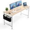 image:imageVINGLI 63 Inch Computer Office Modern Simple Gaming Desk with Side Fabric Drawer amp Hook Up WearResistant Surface Writing Desk Work Desk for Bedroom Living Room Oak