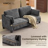 image:imageVINGLI 84 Extra Deep Seat Sofa Couch 3 Seater Upholstered Living Room Couches with 2 Piped Seater Cushions Throw Pillows Modern Linen Velvet Fabric Sofa for Apartment Bedroom Office