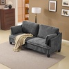 image:imageVINGLI 84 Extra Deep Seat Sofa Couch 3 Seater Upholstered Living Room Couches with 2 Piped Seater Cushions Throw Pillows Modern Linen Velvet Fabric Sofa for Apartment Bedroom Office