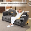 image:imageVINGLI 84 Extra Deep Seat Sofa Couch 3 Seater Upholstered Living Room Couches with 2 Piped Seater Cushions Throw Pillows Modern Linen Velvet Fabric Sofa for Apartment Bedroom Office