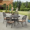 image:imageVINGLI 9 Pieces Outdoor Dining Set Cast Aluminium AllWeather Patio Dining Set for 8 with Umbrella Hole Outdoor Dining Table and Chairs with Cushion for Yard Garden Porch and Poolside Bronze5Piece Round Table
