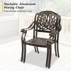 image:imageVINGLI 9 Pieces Outdoor Dining Set Cast Aluminium AllWeather Patio Dining Set for 8 with Umbrella Hole Outdoor Dining Table and Chairs with Cushion for Yard Garden Porch and Poolside Bronze5Piece Round Table