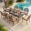 image:imageVINGLI 9 Pieces Outdoor Dining Set Cast Aluminium AllWeather Patio Dining Set for 8 with Umbrella Hole Outdoor Dining Table and Chairs with Cushion for Yard Garden Porch and Poolside Bronze9Piece Rectangle Table