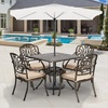 image:imageVINGLI 9 Pieces Outdoor Dining Set Cast Aluminium AllWeather Patio Dining Set for 8 with Umbrella Hole Outdoor Dining Table and Chairs with Cushion for Yard Garden Porch and Poolside Bronze5Piece Square Table