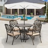 image:imageVINGLI 9 Pieces Outdoor Dining Set Cast Aluminium AllWeather Patio Dining Set for 8 with Umbrella Hole Outdoor Dining Table and Chairs with Cushion for Yard Garden Porch and Poolside Bronze5Piece Round Table