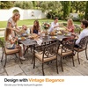 image:imageVINGLI 9 Pieces Outdoor Dining Set Cast Aluminium AllWeather Patio Dining Set for 8 with Umbrella Hole Outdoor Dining Table and Chairs with Cushion for Yard Garden Porch and Poolside Bronze9Piece Rectangle Table