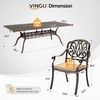 image:imageVINGLI 9 Pieces Outdoor Dining Set Cast Aluminium AllWeather Patio Dining Set for 8 with Umbrella Hole Outdoor Dining Table and Chairs with Cushion for Yard Garden Porch and Poolside Bronze9Piece Rectangle Table
