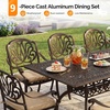 image:imageVINGLI 9 Pieces Outdoor Dining Set Cast Aluminium AllWeather Patio Dining Set for 8 with Umbrella Hole Outdoor Dining Table and Chairs with Cushion for Yard Garden Porch and Poolside Bronze9Piece Rectangle Table