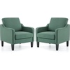 image:imageVINGLI Accent Chairs Set of 2 Dark Green Upholstered Linen Accent Chair for Living Room Bedroom MidCentury Modern Arm Chair Comfy Reading Chair with Scooped Arms