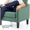 image:imageVINGLI Accent Chairs Set of 2 Dark Green Upholstered Linen Accent Chair for Living Room Bedroom MidCentury Modern Arm Chair Comfy Reading Chair with Scooped Arms