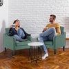 image:imageVINGLI Accent Chairs Set of 2 Dark Green Upholstered Linen Accent Chair for Living Room Bedroom MidCentury Modern Arm Chair Comfy Reading Chair with Scooped Arms
