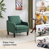 image:imageVINGLI Accent Chairs Set of 2 Dark Green Upholstered Linen Accent Chair for Living Room Bedroom MidCentury Modern Arm Chair Comfy Reading Chair with Scooped Arms