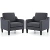 image:imageVINGLI Accent Chairs Set of 2 Dark Grey Upholstered Linen Accent Chair for Living Room Bedroom MidCentury Modern Arm Chair Comfy Reading Chair with Scooped Arms
