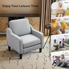image:imageVINGLI Accent Chairs Set of 2 Light Grey Upholstered Linen Accent Chair for Living Room Bedroom MidCentury Modern Arm Chair Comfy Reading Chair with Scooped Arms