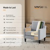 image:imageVINGLI Accent Chairs Set of 2 Light Grey Upholstered Linen Accent Chair for Living Room Bedroom MidCentury Modern Arm Chair Comfy Reading Chair with Scooped Arms
