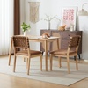 image:imageVINGLI Black Woven Wooden Dining Chairs Set of 2Armless Mid Century Modern Desk Chairs with RivetampFoot PegsUpholstered Farmhouse Comfy Chair No Wheels for Dining RoomLiving RoomKitchenOakSuedeBrown