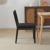 image:imageVINGLI Black Woven Wooden Dining Chairs Set of 2Armless Mid Century Modern Desk Chairs with RivetampFoot PegsUpholstered Farmhouse Comfy Chair No Wheels for Dining RoomLiving RoomKitchenOakSuedeBlack