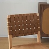 image:imageVINGLI Black Woven Wooden Dining Chairs Set of 2Armless Mid Century Modern Desk Chairs with RivetampFoot PegsUpholstered Farmhouse Comfy Chair No Wheels for Dining RoomLiving RoomKitchenOakSuedeBrown