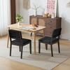 image:imageVINGLI Black Woven Wooden Dining Chairs Set of 2Armless Mid Century Modern Desk Chairs with RivetampFoot PegsUpholstered Farmhouse Comfy Chair No Wheels for Dining RoomLiving RoomKitchenOakSuedeBlack