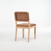 image:imageVINGLI Black Woven Wooden Dining Chairs Set of 2Armless Mid Century Modern Desk Chairs with RivetampFoot PegsUpholstered Farmhouse Comfy Chair No Wheels for Dining RoomLiving RoomKitchenOakSuedeBrown