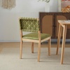 image:imageVINGLI Black Woven Wooden Dining Chairs Set of 2Armless Mid Century Modern Desk Chairs with RivetampFoot PegsUpholstered Farmhouse Comfy Chair No Wheels for Dining RoomLiving RoomKitchenOakSuedeSage Green