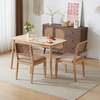 image:imageVINGLI Black Woven Wooden Dining Chairs Set of 2Armless Mid Century Modern Desk Chairs with RivetampFoot PegsUpholstered Farmhouse Comfy Chair No Wheels for Dining RoomLiving RoomKitchenOakSuedeKhaki