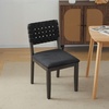 image:imageVINGLI Black Woven Wooden Dining Chairs Set of 2Armless Mid Century Modern Desk Chairs with RivetampFoot PegsUpholstered Farmhouse Comfy Chair No Wheels for Dining RoomLiving RoomKitchenOakSuedeBlack