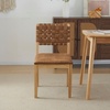 image:imageVINGLI Black Woven Wooden Dining Chairs Set of 2Armless Mid Century Modern Desk Chairs with RivetampFoot PegsUpholstered Farmhouse Comfy Chair No Wheels for Dining RoomLiving RoomKitchenOakSuedeBrown