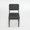 image:imageVINGLI Black Woven Wooden Dining Chairs Set of 2Armless Mid Century Modern Desk Chairs with RivetampFoot PegsUpholstered Farmhouse Comfy Chair No Wheels for Dining RoomLiving RoomKitchenOakSuedeBlack