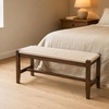 image:imageVINGLI Boho Storage Bench Rattan Entryway Bench with Natural Woven Seat amp Wood Frame Dining Wicker Bench Indoor Bedroom Bench for End of Bed Dining Room Living Room and Hallway Walnut 398 InchStorage Free