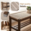 image:imageVINGLI Boho Storage Bench Rattan Entryway Bench with Natural Woven Seat amp Wood Frame Dining Wicker Bench Indoor Bedroom Bench for End of Bed Dining Room Living Room and Hallway Walnut 398 InchWith Storage