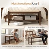 image:imageVINGLI Boho Storage Bench Rattan Entryway Bench with Natural Woven Seat amp Wood Frame Dining Wicker Bench Indoor Bedroom Bench for End of Bed Dining Room Living Room and Hallway Walnut 398 InchWith Storage