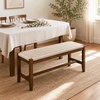 image:imageVINGLI Boho Storage Bench Rattan Entryway Bench with Natural Woven Seat amp Wood Frame Dining Wicker Bench Indoor Bedroom Bench for End of Bed Dining Room Living Room and Hallway Walnut 398 InchStorage Free