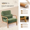 image:imageVINGLI Chenille MidCentury Modern Accent Chair Set of 2 Cute Reading Arm Chair with Cushion amp Lumbar Pillow amp Solid Wood Frame for Lounge Living Room Reading Room Bedroom EspressoOlivegreen
