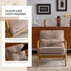 image:imageVINGLI Chenille MidCentury Modern Accent Chair Set of 2 Cute Reading Arm Chair with Cushion amp Lumbar Pillow amp Solid Wood Frame for Lounge Living Room Reading Room Bedroom EspressoLight Khaki