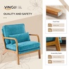 image:imageVINGLI Chenille MidCentury Modern Accent Chair Set of 2 Cute Reading Arm Chair with Cushion amp Lumbar Pillow amp Solid Wood Frame for Lounge Living Room Reading Room Bedroom EspressoTurquoise