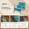 image:imageVINGLI Chenille MidCentury Modern Accent Chair Set of 2 Cute Reading Arm Chair with Cushion amp Lumbar Pillow amp Solid Wood Frame for Lounge Living Room Reading Room Bedroom EspressoTurquoise