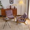 image:imageVINGLI Chenille MidCentury Modern Accent Chair Set of 2 Cute Reading Arm Chair with Cushion amp Lumbar Pillow amp Solid Wood Frame for Lounge Living Room Reading Room Bedroom EspressoLight Purple