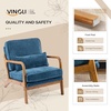 image:imageVINGLI Chenille MidCentury Modern Accent Chair Set of 2 Cute Reading Arm Chair with Cushion amp Lumbar Pillow amp Solid Wood Frame for Lounge Living Room Reading Room Bedroom EspressoBlue